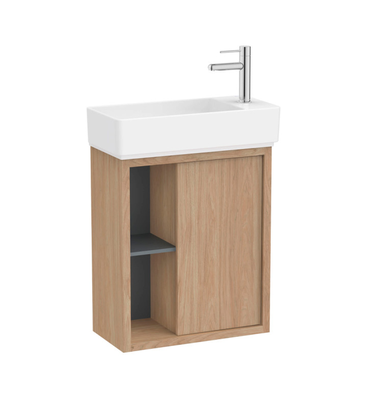 ШКАФ TURA UNIK - БАЗА С ЕДНА ВРАТА, СТРАНИЧНИ РАФТОВЕ И УМИВАЛНИК LIGHT ELM A852022565