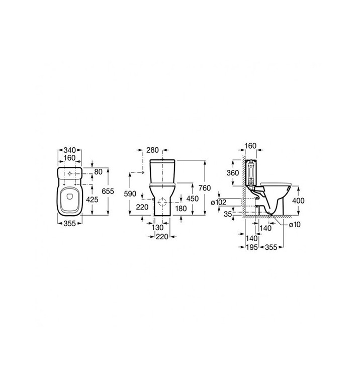 МОНОБЛОК DEBBA PACK SQUARE RIMLESS, ДОЛНО ЗАХРАНВАНЕ НА КАЗАНЧЕТО A34P9D1000