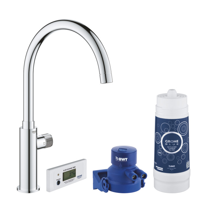 КОМПЛЕКТ СМЕСИТЕЛ ЕДНОРЪКОХВАТКОВ ЗА КУХНЯ И ФИЛТЪРНА СИСТЕМА BLUE PURE MONO 30387000