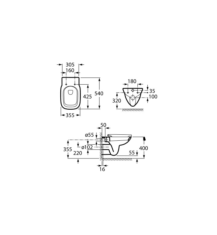 ОКАЧЕНА ТОАЛЕТНА ЧИНИЯ DEBBA RIMLESS SQUARE A34699L000