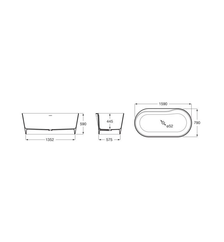 ВАНА ОВАЛНА ОТ STONEX, 1590 X 790 X 590 MM, BEIGE/WHITE A2484660B0
