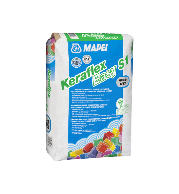 ДЕФОРМИРУЕМО ЛЕПИЛО KERAFLEX EASY S1 ЗА КЕРАМИЧНИ ПЛОЧКИ И КАМЪК, СИВО - 25 KG