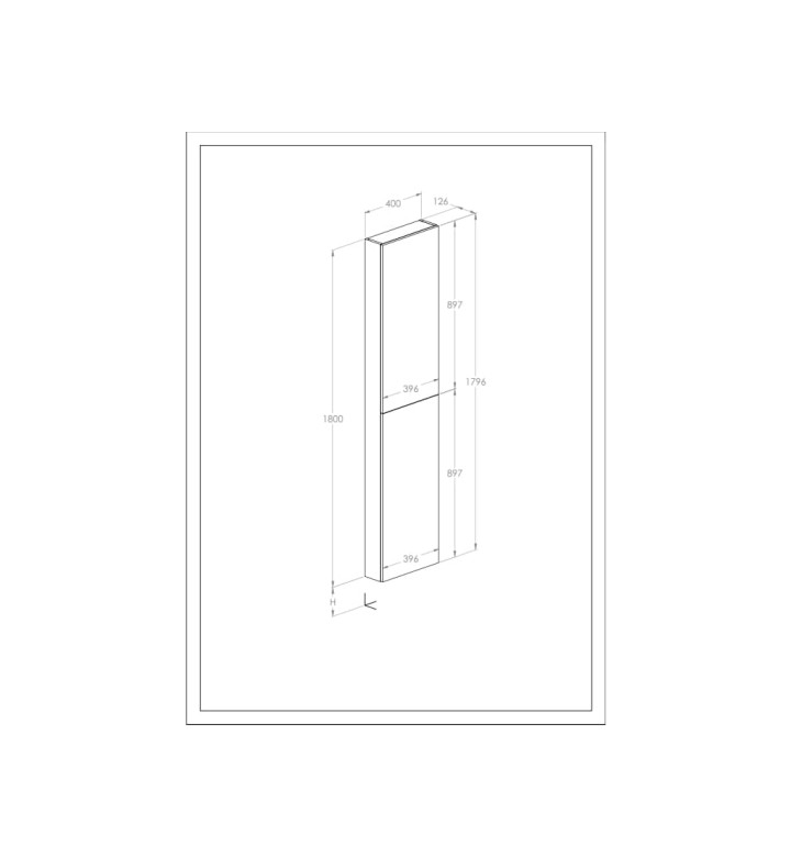 КОЛОНА ЗА БАНЯ С ДВЕ ВРАТИ, 400 Х 126 Х 1800 MM, EXTRA, БЯЛ ГЛАНЦ A857911806