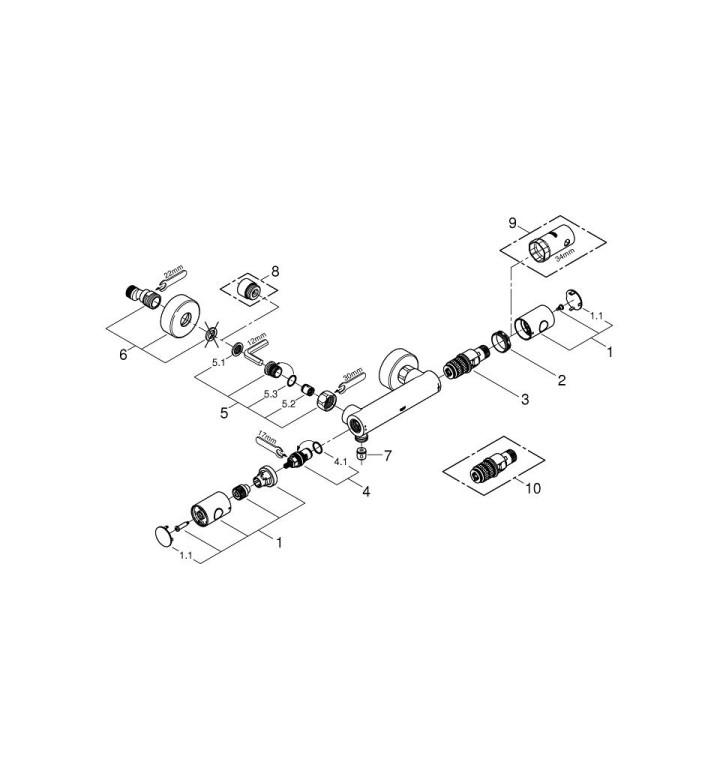 СМЕСИТЕЛ С ТЕРМОСТАТ GROHTHERM 1000 COSMOPOLITAN M ЗА ДУШ 34065002