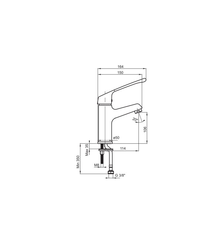 СМЕСИТЕЛ ЗА УМИВАЛНИК, МЕДИЦИНСКИ, HELIOS WQ3W139M0040004