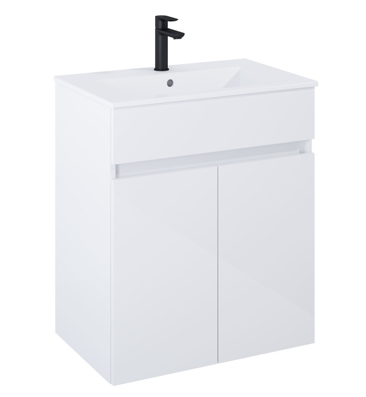 ШКАФ UNIK N-CUBE, 650 X 430 X 755 MM, БАЗОВ МОДУЛ С 2 ЧЕКМЕДЖЕТА И УМИВАЛНИК, БЯЛ ГЛАНЦ, A858009806 + A325003000 A852502806