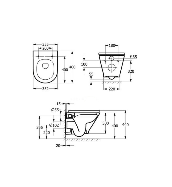 СТЕННА ТОАЛЕТНА ЧИНИЯ THE GAP ROUND COMPACT RIMLESS, 480 MM A3460NB000