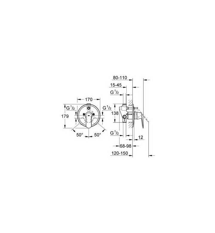 СМЕСИТЕЛ ЕДНОРЪКОХВАТКОВ ЗА ВГРАЖДАНЕ ЗА ВАНА EUROSMART COSMOPOLITAN 32879000