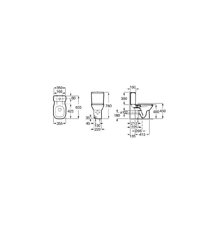 ТОАЛЕТНА ЧИНИЯ DEBBA RIMLESS 655MM, БЯЛА A34299L00