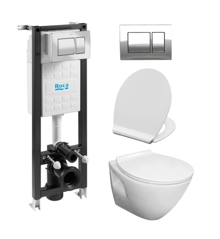 КОМПЛЕКТ ECO COMPACT С БУТОН К01 ХРОМ ГЛАНЦ, 4 В 1 VIVA HAPPY RIMLESS, A89P00T010 + WQ8G11000000001 + WQ8S03320000132