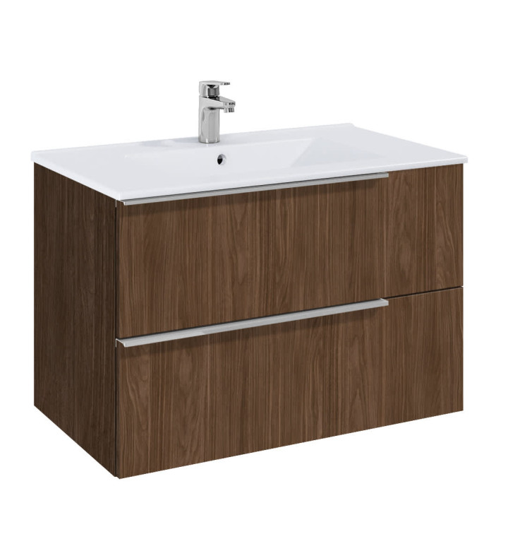 ШКАФ 800 MM, ELEGANT PLUS ALPINE WALNUT С 2 ЧЕКМЕДЖЕТА И УМИВАЛНИК A852019540