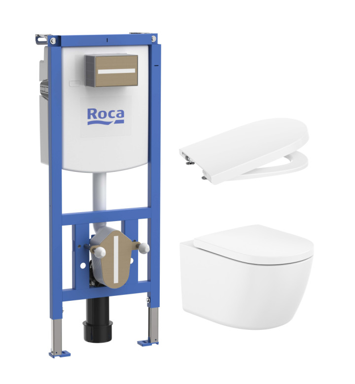 КОМПЛЕКТ ЗА WC, DUPLO S 135 MM, 4 В 1, MERIDIAN RIMLESS VORTEX, БУТОН ПО ИЗБОР, A8900A902E + A346747000 + A801F92001