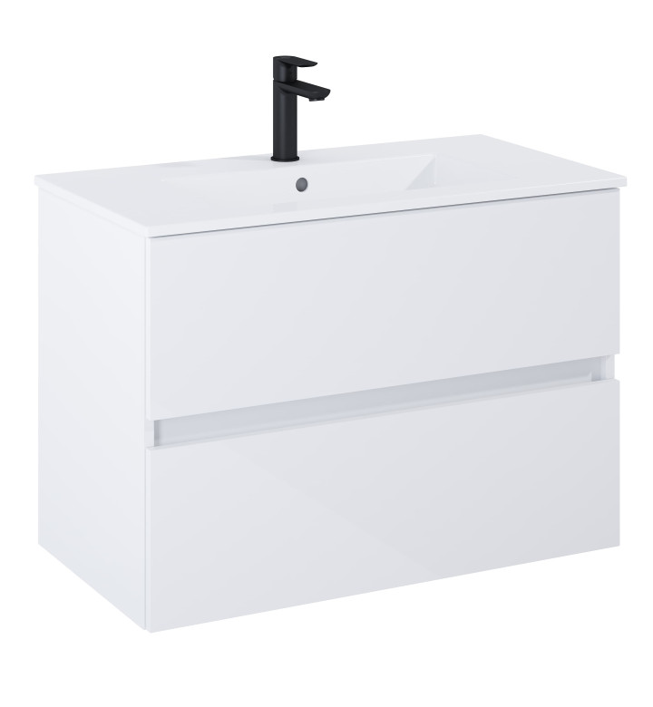 ШКАФ UNIK N-CUBE, 800 X 430 X 565 MM, БАЗОВ МОДУЛ С 2 ЧЕКМЕДЖЕТА И УМИВАЛНИК, БЯЛ ГЛАНЦ A852505806