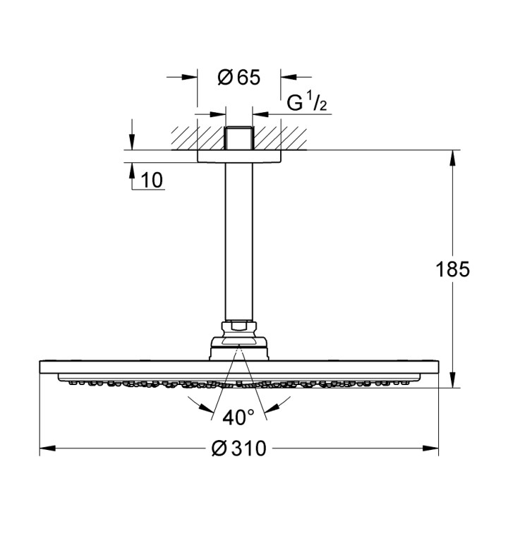 RAINSHOWER COSMOPOLITAN 310 КОМПЛЕКТ ДУШ ГЛАВА КЪМ ТАВАНА 142 MM 26067DL0