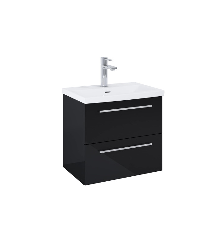 ШКАФ KWADRO GLOSSY BLACK, 615 MM БАЗА С ДВЕ ЧЕКМЕДЖЕТА И УМИВАЛНИК, A857969351 + A3272A1000 A852475808