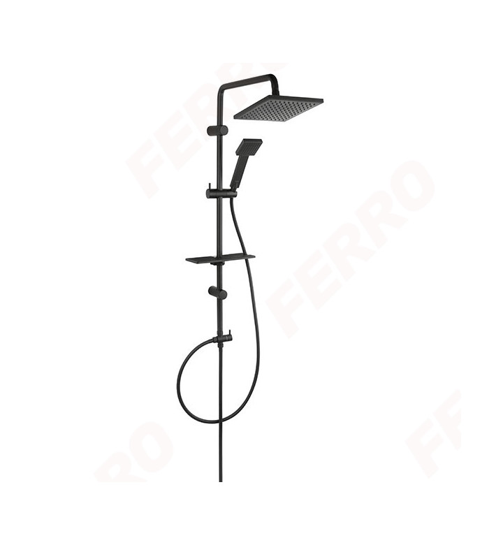 SQUERTO LUX BLACK, ДУШ СИСТЕМА С КВАДРАТНА ПИТА С ФУНКЦИЯ ТРОПИЧЕСКИ ДЪЖД NP24-BL