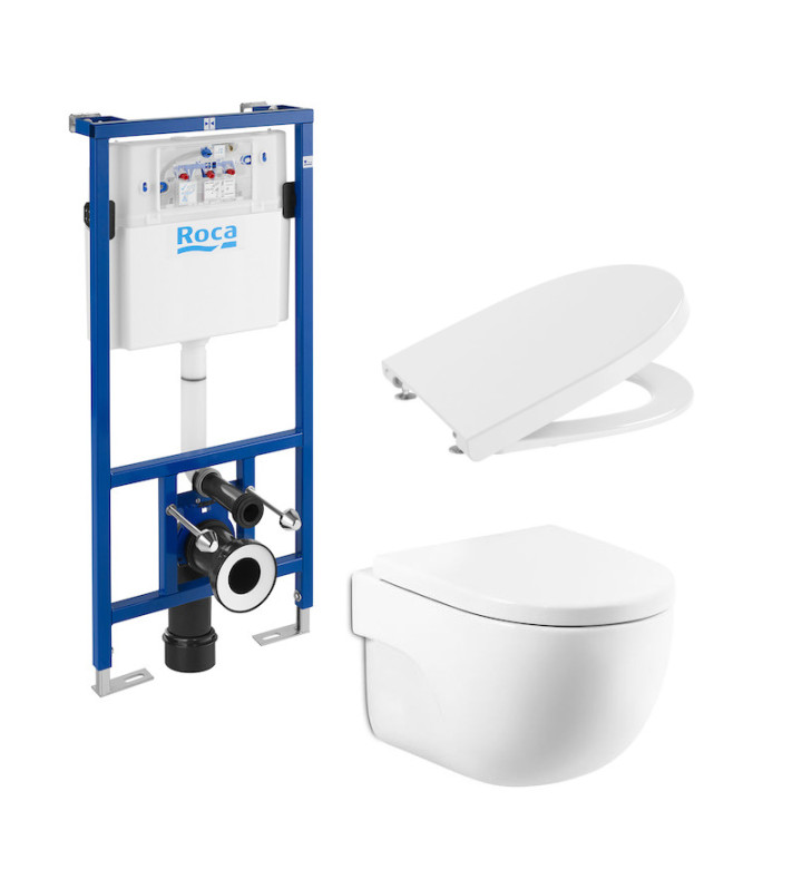 КОМПЛЕКТ ЗА WC, DUPLO 4 В 1 MERIDIAN RIMLESS COMPACT 480 (БУТОН ПО ИЗБОР), A890090020 + A346244000 + A8012AC00B