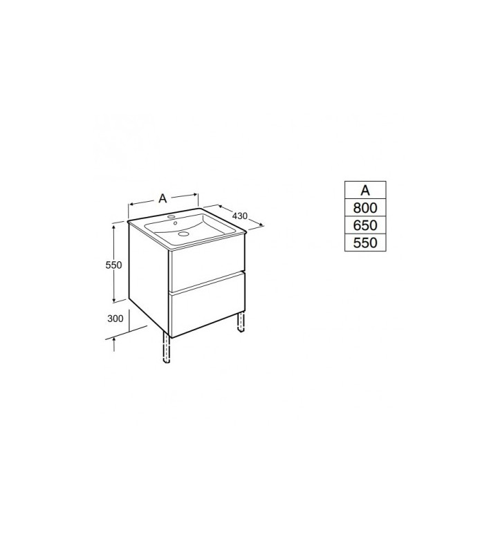 ШКАФ UNIK CUBE С 2 ЧЕКМЕДЖЕТА, 800MM A851199806