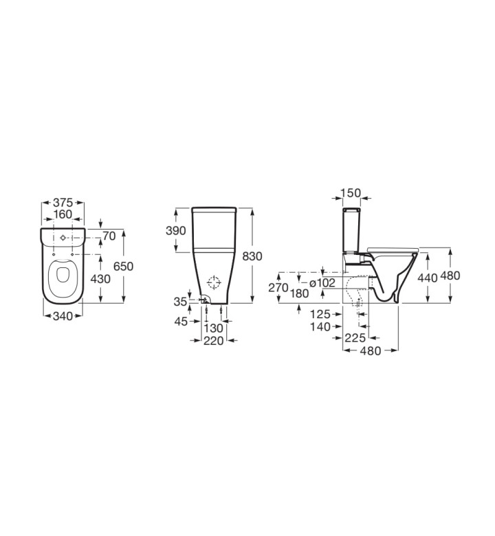 ТОАЛЕТНА ЧИНИЯ С КОМФОРТНА ВИСОЧИНА, THE GAP ROUND SQUARE RIMLESS A3421AC000