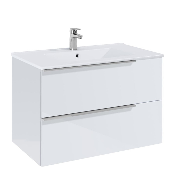 ШКАФ 800 MM, ELEGANT PLUS БЯЛ ГЛАНЦ С 2 ЧЕКМЕДЖЕТА И УМИВАЛНИК A852019806