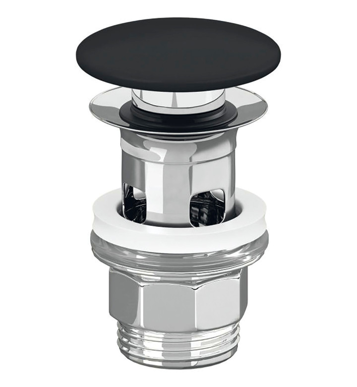 КЛАПАН PUSH-TO-OPEN, ЗА УМИВАЛНИЦИ С ПРЕЛИВНИК, ЧЕРЕН МАТ, PURE BLACK CERAMIC PLUS 681700R7