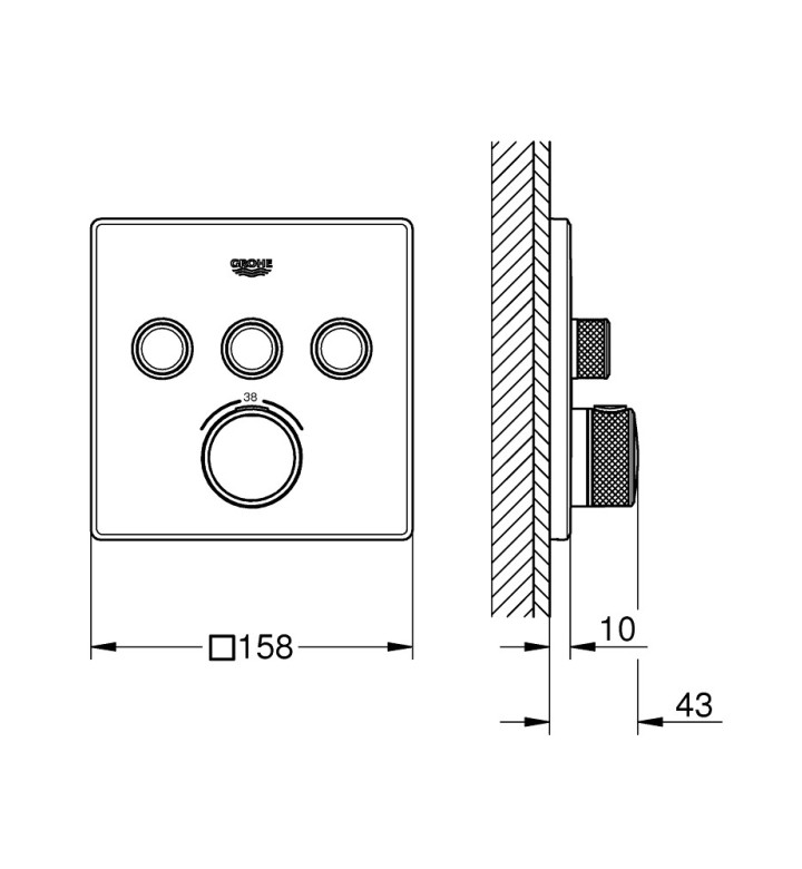 СМЕСИТЕЛ С ТЕРМОСТАТ ЗА 3 ИЗВОДА, GROHTHERM SMARTCONTROL 29126DL0