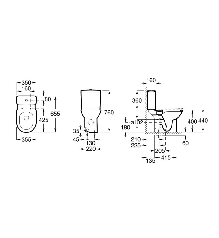 ТОАЛЕТНА ЧИНИЯ ЗА МОНОБЛОК DEBBA ROUND RIMLESS A34299P000