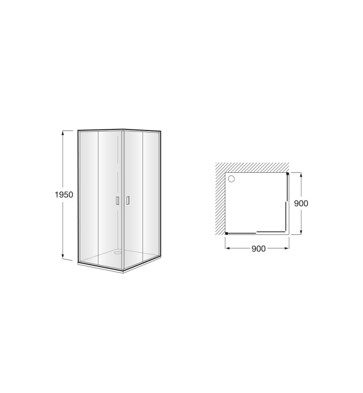 ДУШ КАБИНА С ПЛЪЗГАЩА ВРАТА И ФИКСИРАН ПАНЕЛ 900X900 MM VICTORIA L2 AM18809012