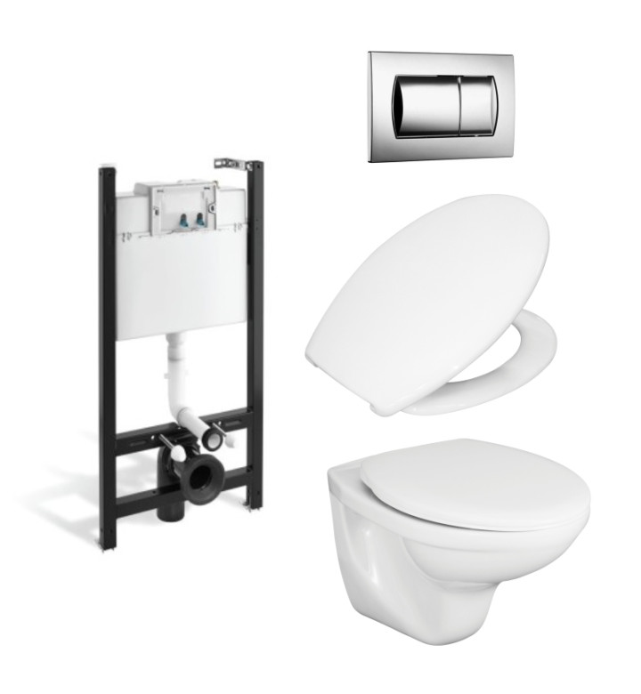 КОМПЛЕКТ ECO SOLUTION С БУТОН ХРОМ ГЛАНЦ 4 В 1, NEO RIMLESS, WQ8Q23700000004 + WQ3U86210040003 +H8235710000001 + H8913970000001