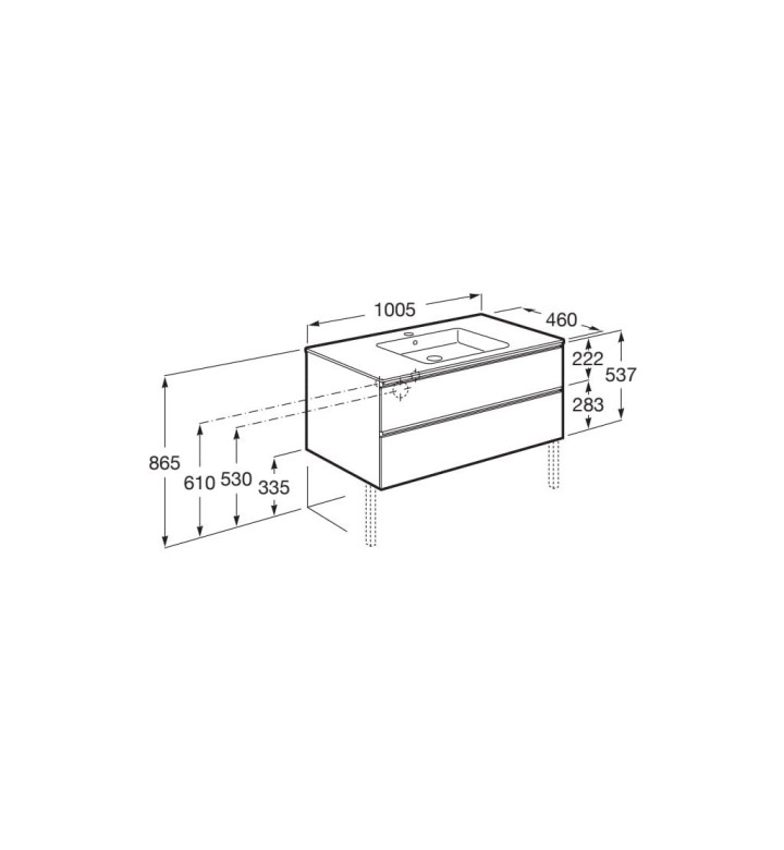 УМИВАЛНИК 1000 Х 460 MM ЗА ШКАФ THE GAP A3279A1000