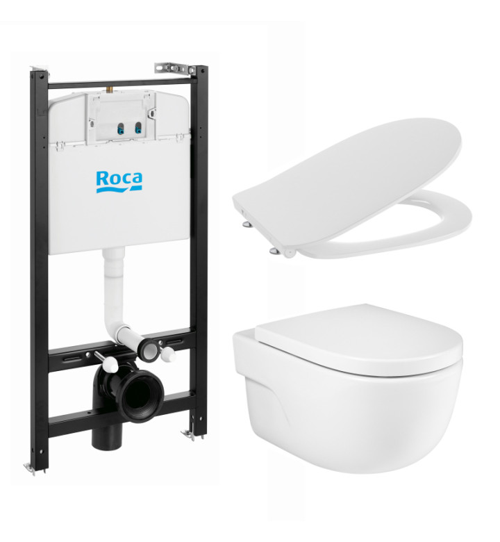 КОМПЛЕКТ ЗА WC, DUPLO 4 В 1 MERIDIAN RIMLESS (БУТОН ПО ИЗБОР)