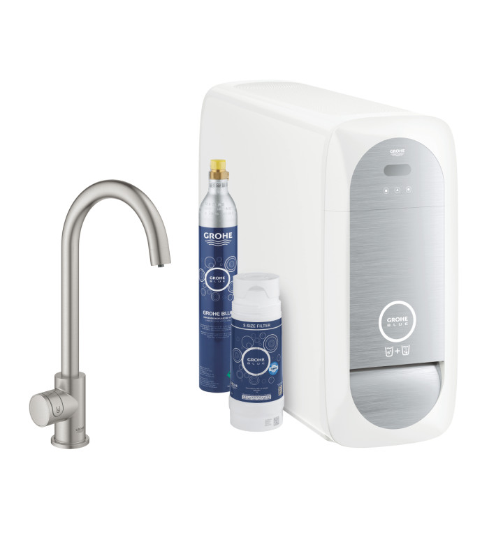 СМЕСИТЕЛ ЗА КУХНЕНСКИ УМИВАЛНИК GROHE BLUE HOME КОМПЛЕКТ, С C-ЧУЧУР 31498DC1