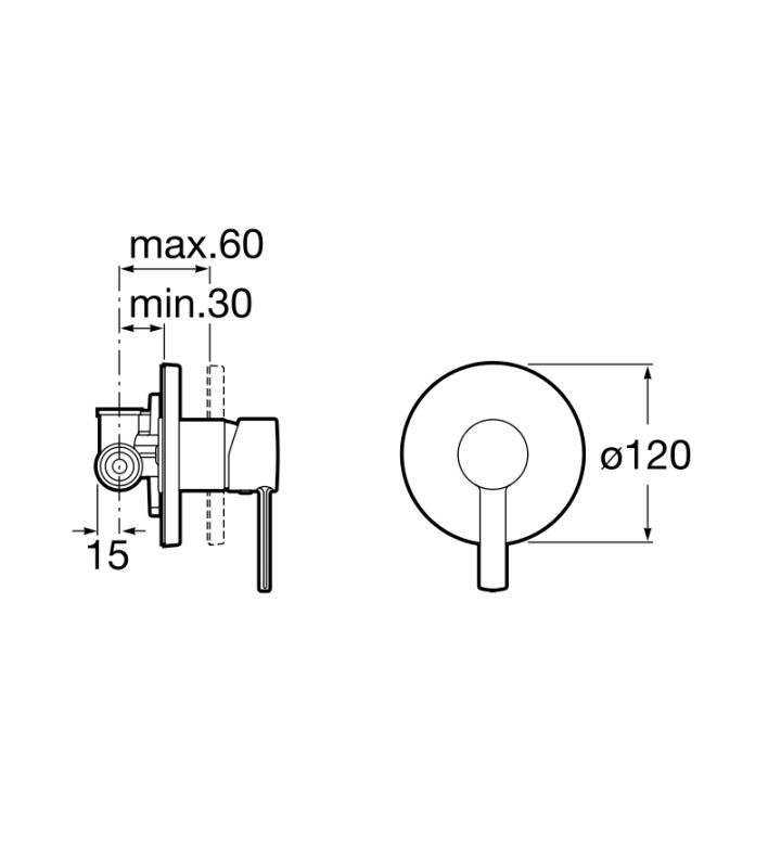 СМЕСИТЕЛ ЕДНОРЪКОХВАТКОВ L20 ЗА ДУШ A5A2209C00