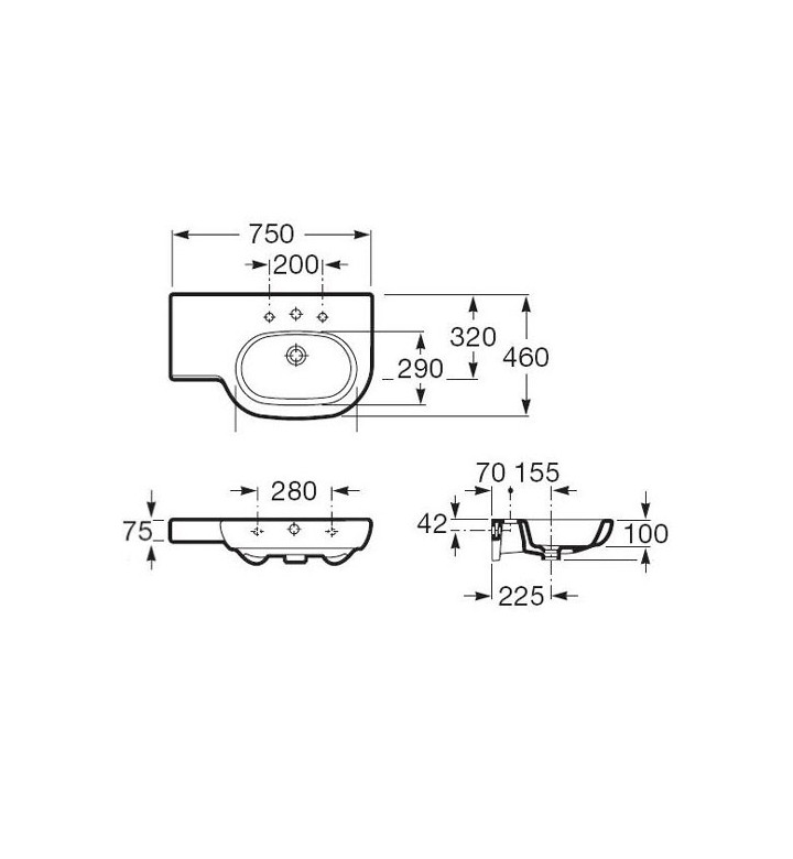 УМИВАЛНИК MERIDIAN 750X460 MM A32724R000