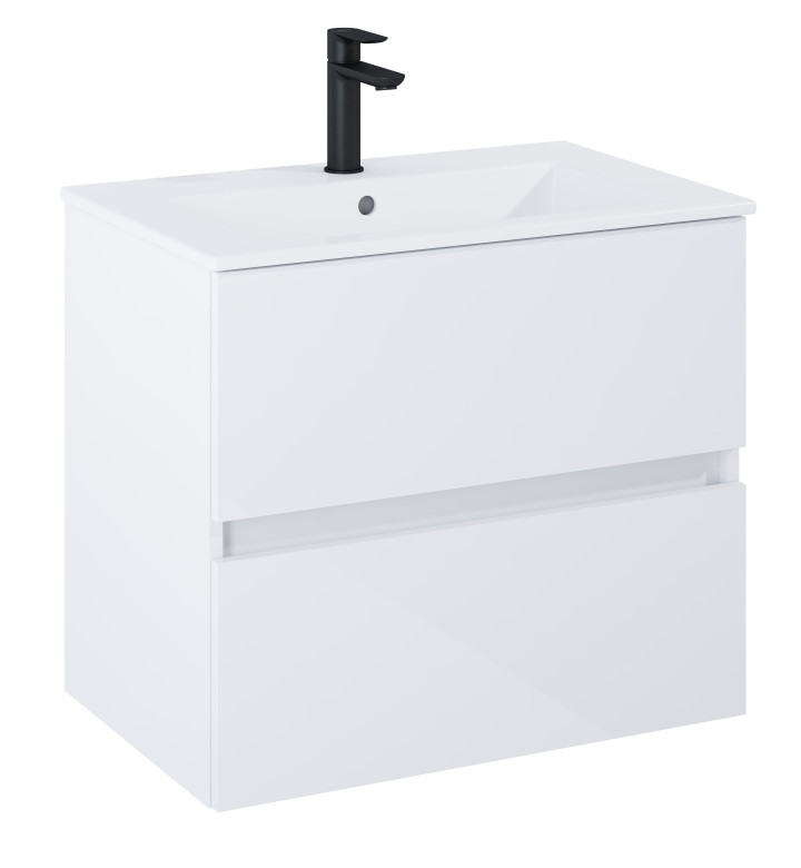 ШКАФ UNIK N-CUBE, 600 X 430 X 565 MM, БАЗОВ МОДУЛ С 2 ЧЕКМЕДЖЕТА И УМИВАЛНИК, БЯЛ ГЛАНЦ A852504806