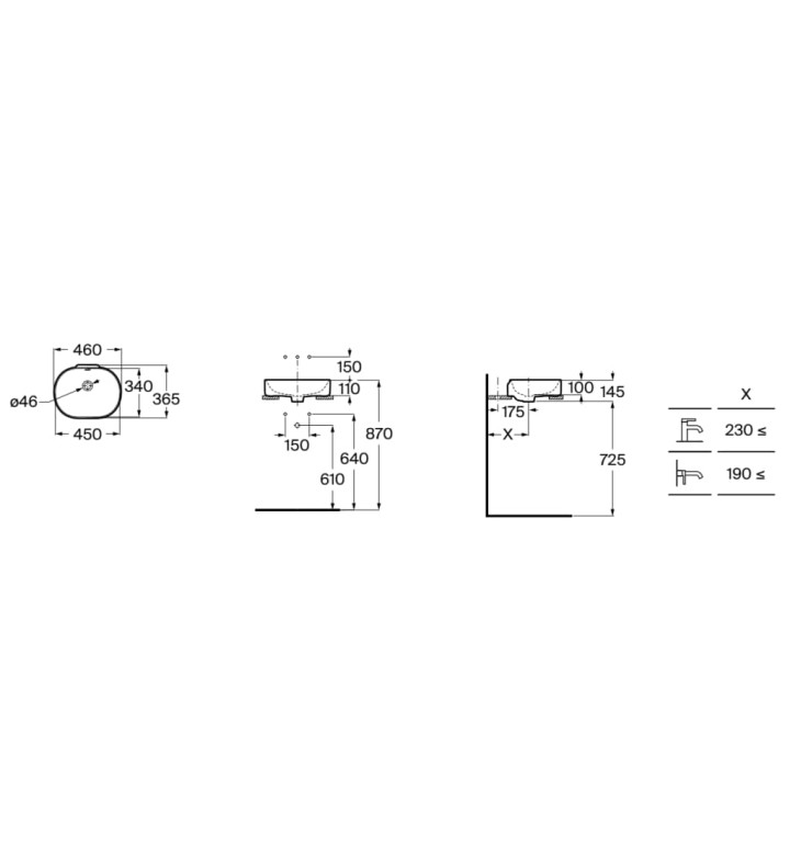 УМИВАЛНИК ВЪРХУ ПЛОТ MERIDIAN-N 460 Х 365 Х 107 MM A327748000