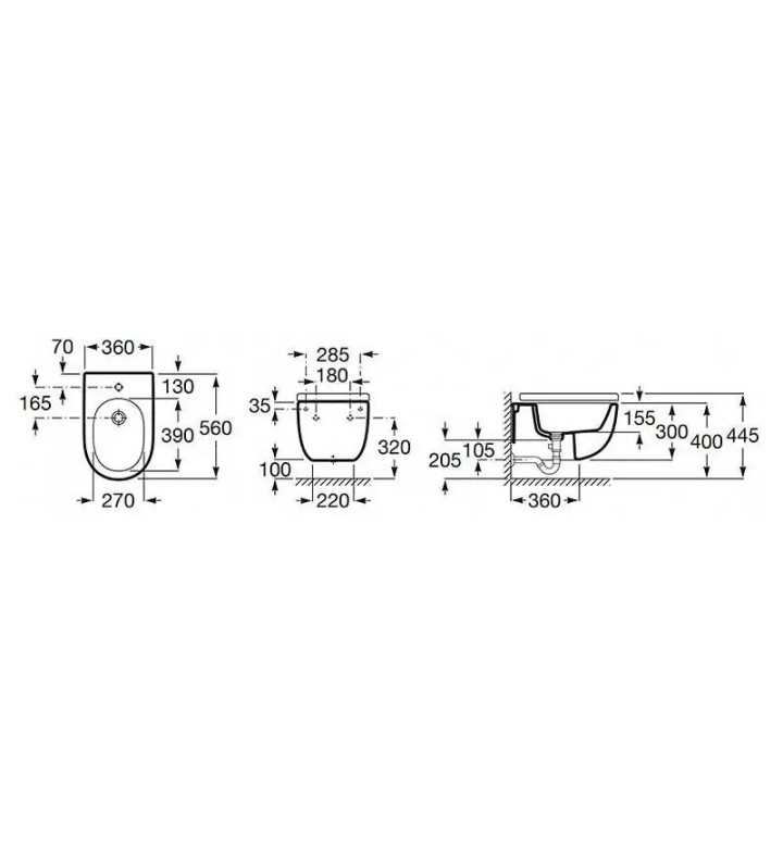 КОНЗОЛНО БИДЕ MERIDIAN - N, 560 MM A357248000