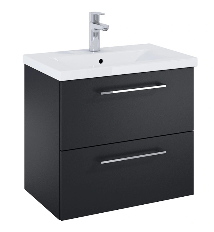 ШКАФ UNIK ROMA COMPACT PLUS, 615 X 395 X 567 MM, БАЗОВ МОДУЛ С 2 ЧЕКМЕДЖЕТА И УМИВАЛНИК, MATT BLACK, A857952532 + A3272A1000 A852473532