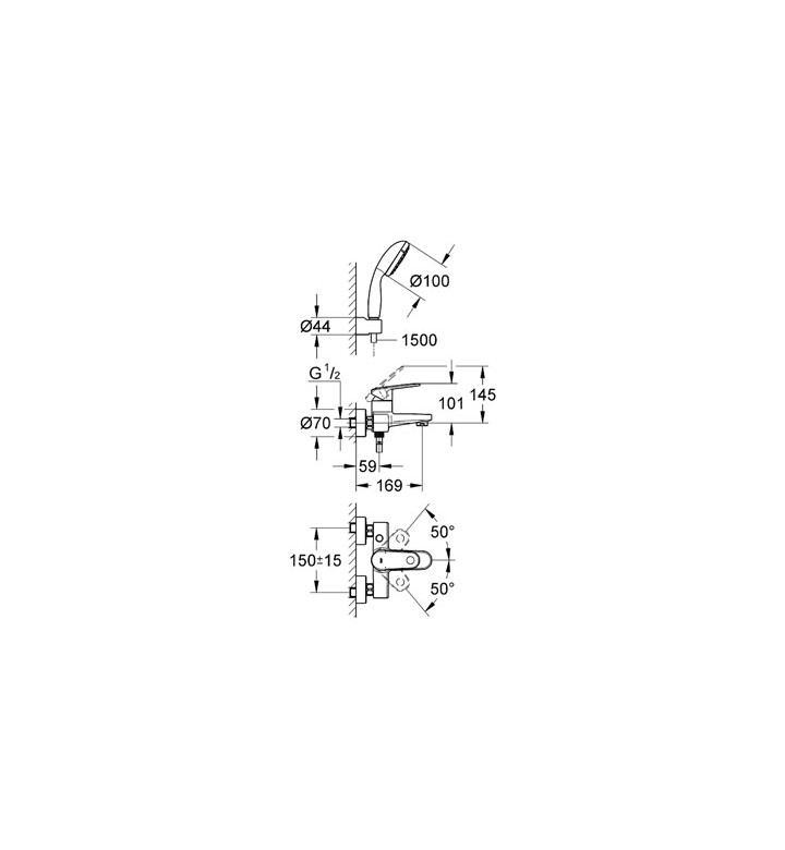 СМЕСИТЕЛ ЕДНОРЪКОХВАТКОВ (ЗА ВАНА) EUROPLUS 33547002
