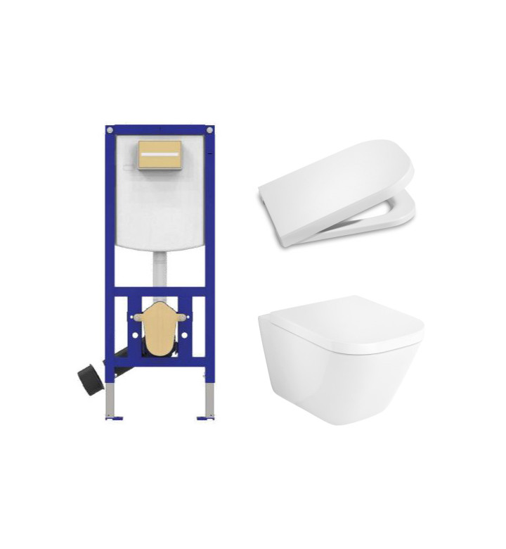 КОМПЛЕКТ ЗА WC, DUPLO NEO 4 В 1, THE GAP SQUARE RIMLESS + БУТОН ПО ИЗБОР, A890030020 + A34647L000 + A80147200B