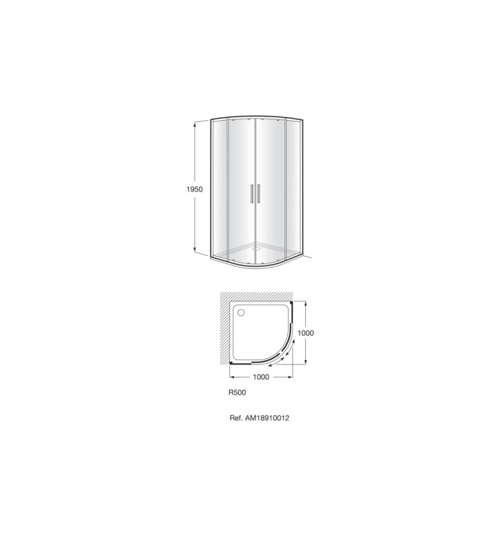 ПАРАВАН ЗА ЪГЛОВО ДУШ КОРИТО VICTORIA 1000 Х 1950 MM AM18910012