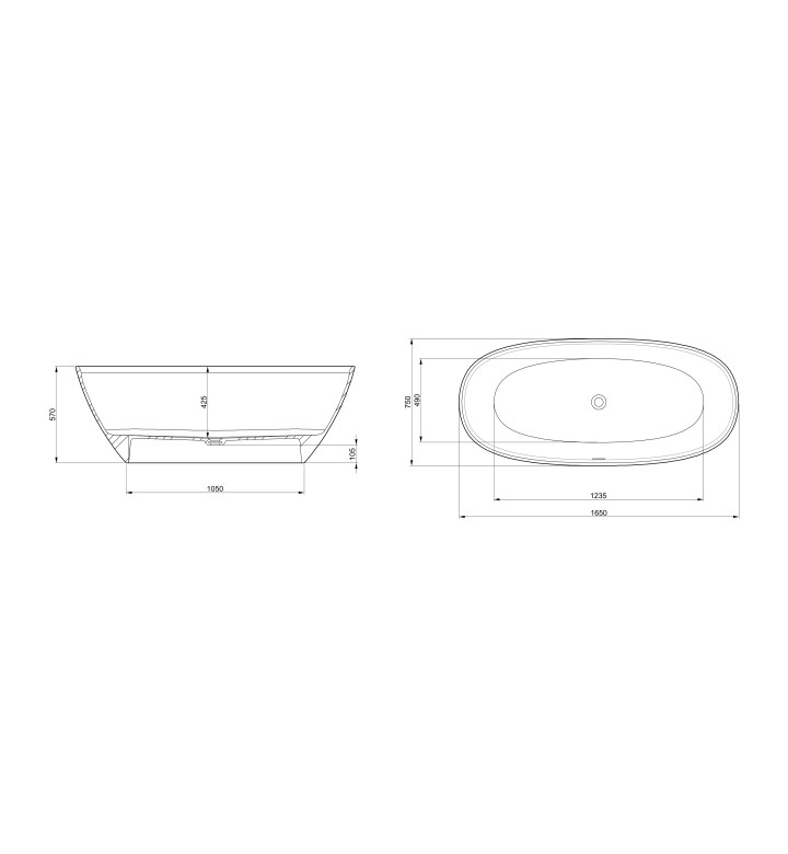 ВАНА 1650X750 MM БЯЛА FS STONEX ARIANE A248470000