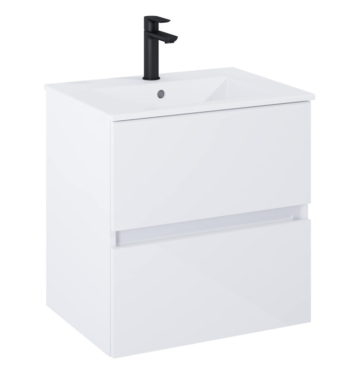 ШКАФ UNIK N-CUBE, 550 X 430 X 565 MM, БАЗОВ МОДУЛ С 2 ЧЕКМЕДЖЕТА И УМИВАЛНИК, БЯЛ ГЛАНЦ A852503806