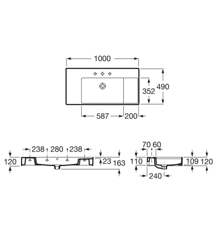 УМИВАЛНИК 1000 Х 490 MM, INSPIRA SQUARE A32752A660
