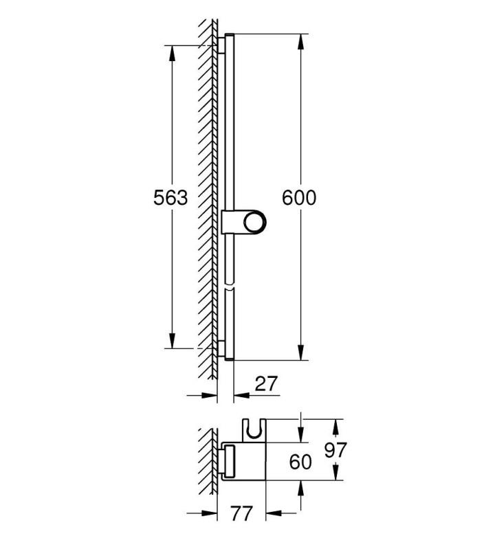 RAINSHOWER AQUA, ОКАЧВАНЕ ЗА ДУШ, 600 MM 101673DC00