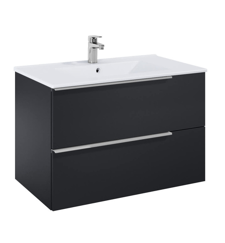 ШКАФ 800 MM, ELEGANT PLUS MATT BLACK С 2 ЧЕКМЕДЖЕТА И УМИВАЛНИК A852019532