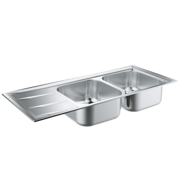 КУХНЕНСКИ УМИВАЛНИК K400 С ДВЕ КУПИ И ОТЦЕДНИК 31587SD0