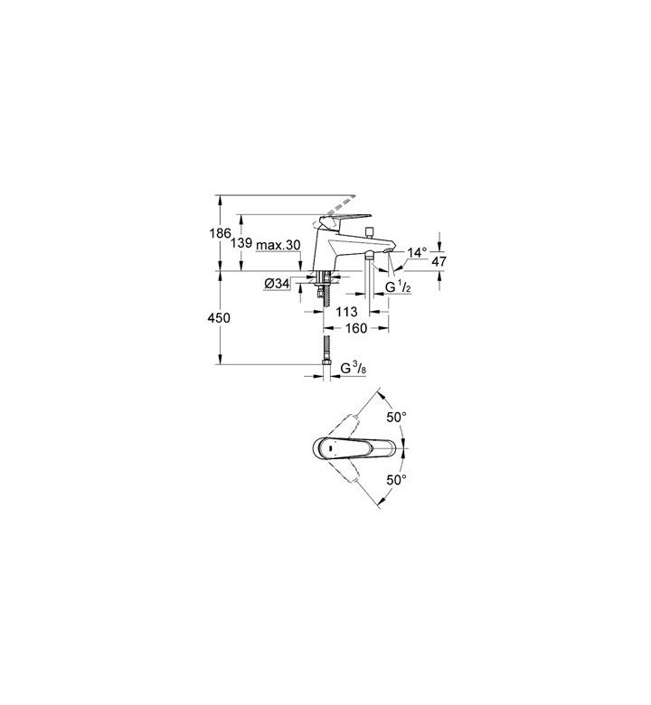 СМЕСИТЕЛ ЕДНОРЪКОХВАТКОВ EUROSMART COSMOPOLITAN 33192002