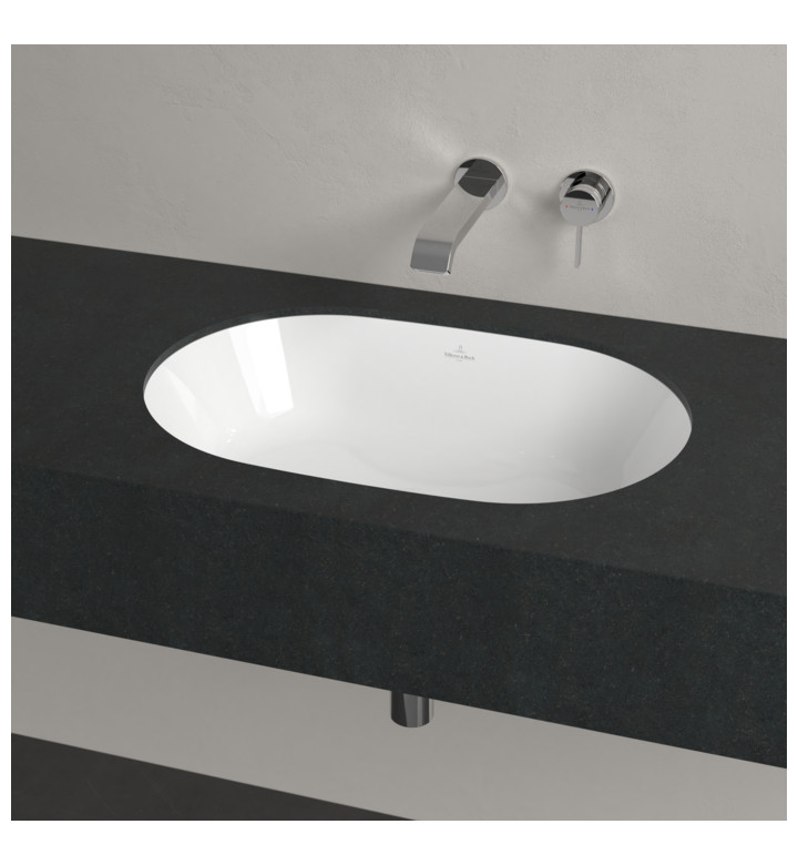 УМИВАЛНИК ARHITECTURA ЗА МОНТАЖ ПОД ПЛОТ С ПРЕЛИВНИК, ОВАЛ, 570 Х 375 Х 175MM, CERAMIC PLUS ALPIN 5A7660R1